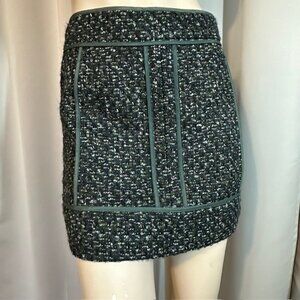 J. Crew Tweed Green/Black mini skirt. Women's Size 0